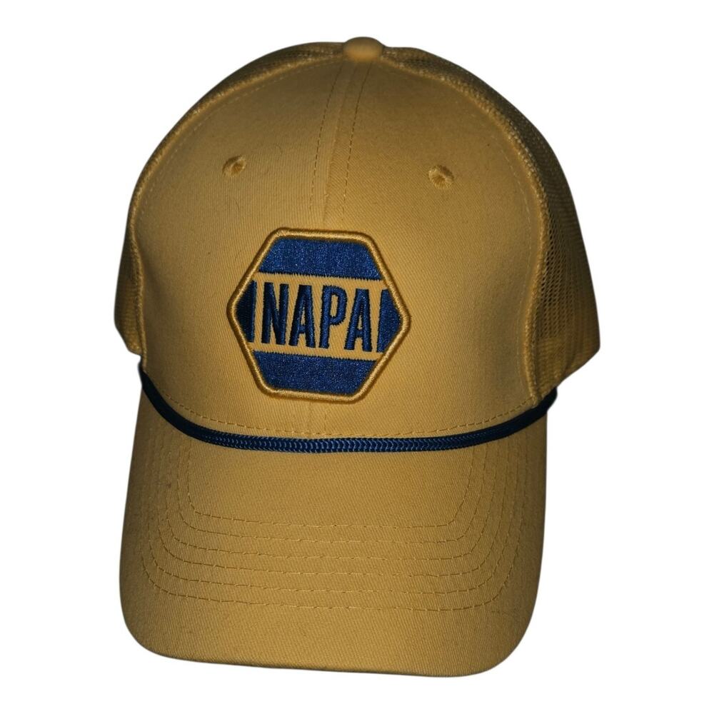 Vintage Style NAPA 100th Anniversary Promo Mesh Trucker Hat Rope Snapback Yellow